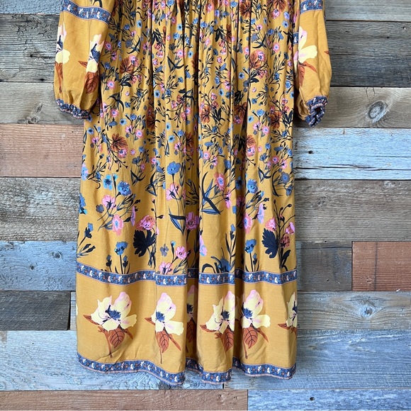 R Vivimos Women L Boho Dress Cottage Floral Hippie Retro V Neck Tassel Summer - Picture 13 of 13